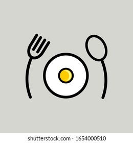 breakfast icon forks, spoons and fried eggs