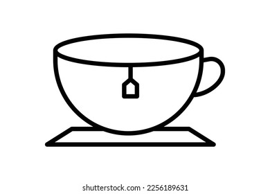 Icono de desayuno. Icono de taza de té. Estilo de icono de línea. Diseño de vector simple editable