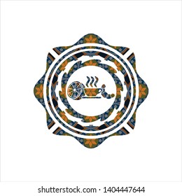breakfast  icon inside arabesque emblem background. arabic decoration.