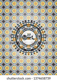 breakfast  icon inside arabesque style badge. arabic decoration.