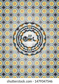 breakfast  icon inside arabesque style emblem. arabic decoration.