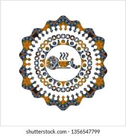 breakfast  icon inside arabic emblem. Arabesque decoration.