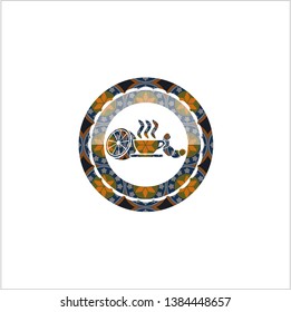 breakfast  icon inside arabic style badge. Arabesque decoration.