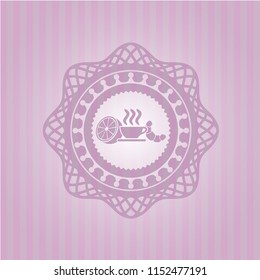 breakfast  icon inside badge with pink background