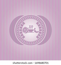 breakfast  icon inside badge with pink background