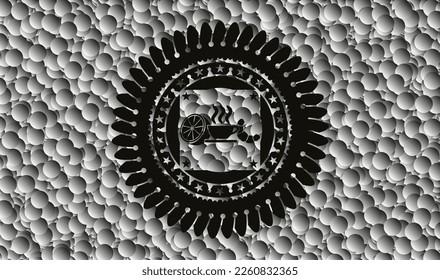 breakfast  icon inside black emblem with bubbles background. Vector Illustration. Detailed. 