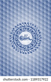 breakfast  icon inside blue hexagon badge.
