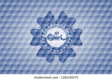 breakfast  icon inside blue polygonal emblem.