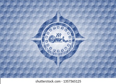 breakfast  icon inside blue polygonal badge.