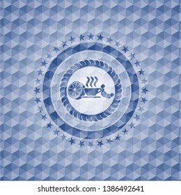 breakfast  icon inside blue polygonal badge.
