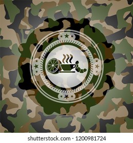 breakfast  icon inside camo texture