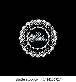 breakfast  icon inside chalk emblem written on a blackboard