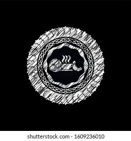 breakfast  icon inside chalk emblem written on a blackboard