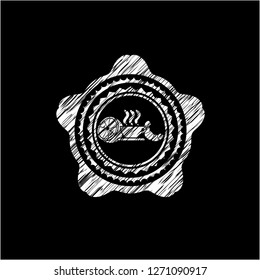 breakfast  icon inside chalkboard emblem