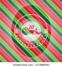 breakfast  icon inside christmas badge background.