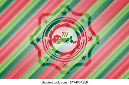 breakfast  icon inside christmas badge background.