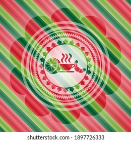breakfast  icon inside christmas badge background. 