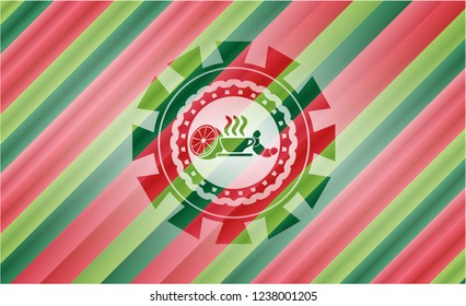 breakfast  icon inside christmas colors style badge.