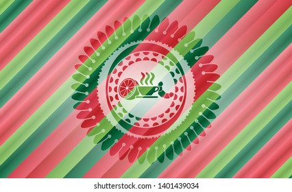 breakfast  icon inside christmas colors style emblem.