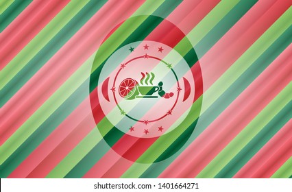breakfast  icon inside christmas colors style badge.