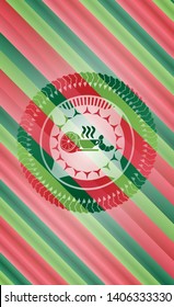 breakfast  icon inside christmas colors emblem.