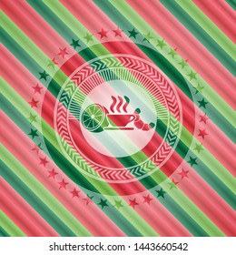 breakfast  icon inside christmas colors style emblem.