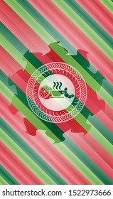 breakfast  icon inside christmas colors emblem.