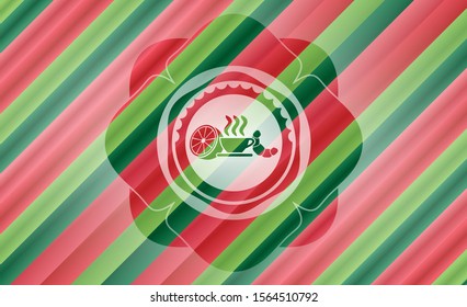 breakfast  icon inside christmas colors emblem.