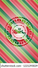 breakfast  icon inside christmas emblem.