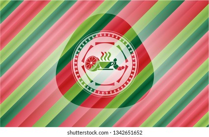 breakfast  icon inside christmas emblem background.