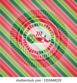 breakfast  icon inside christmas emblem background.