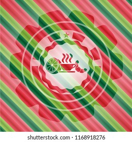breakfast  icon inside christmas style badge..