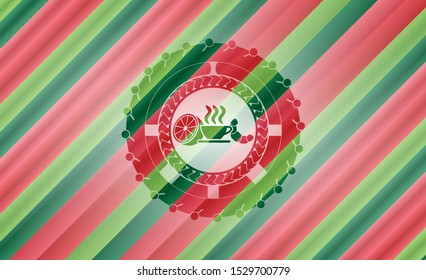 breakfast  icon inside christmas style emblem.