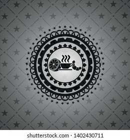 breakfast  icon inside dark emblem. Retro