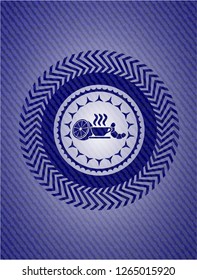 breakfast  icon inside denim background
