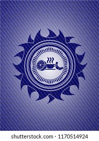 breakfast  icon inside emblem with denim high quality background