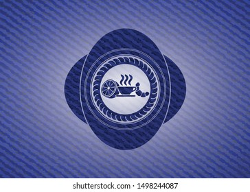 breakfast  icon inside emblem with denim high quality background