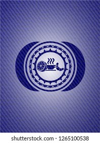 breakfast  icon inside emblem with jean high quality background
