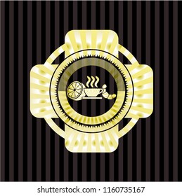 breakfast  icon inside gold shiny badge