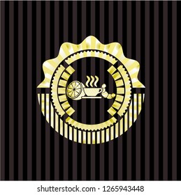breakfast  icon inside gold shiny emblem
