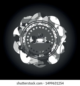 breakfast  icon inside grey camo texture