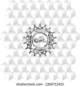 breakfast  icon inside grey icon or emblem with geometric cube white background