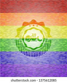 breakfast  icon inside lgbt colors emblem 
