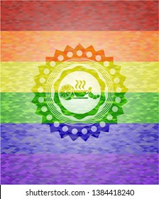 breakfast  icon inside lgbt colors emblem 