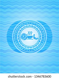 breakfast  icon inside light blue water emblem background.