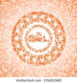 breakfast  icon inside orange mosaic emblem with background