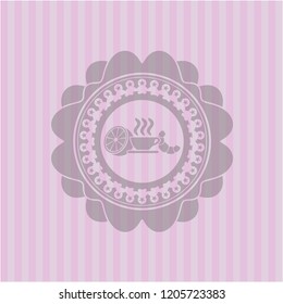 breakfast  icon inside pink emblem. Retro