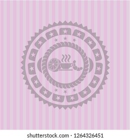 breakfast  icon inside pink emblem. Retro