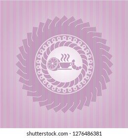 breakfast  icon inside pink emblem. Retro