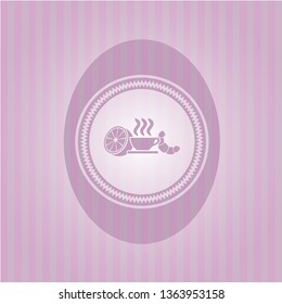 breakfast  icon inside pink emblem